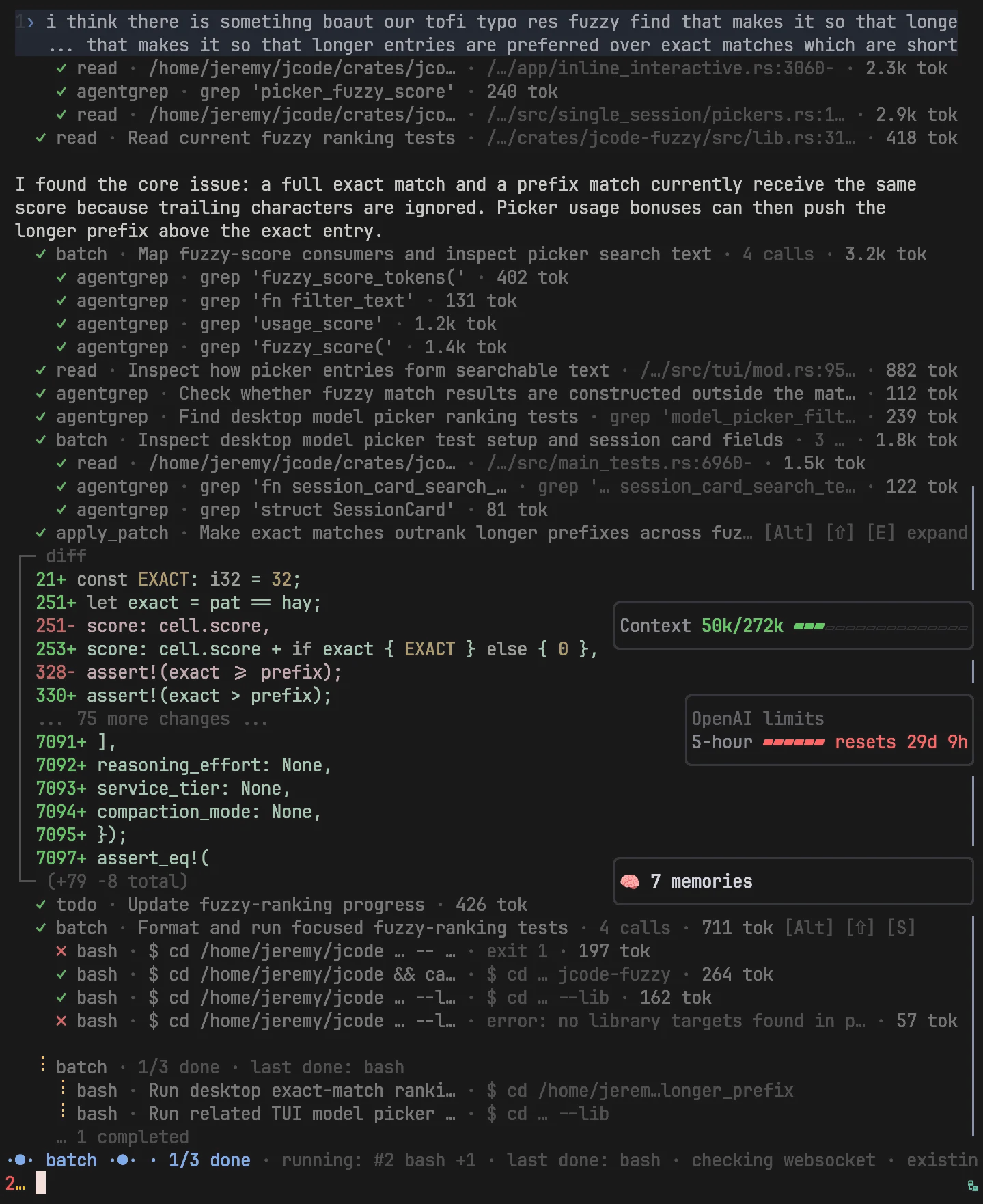 Jcode running several tool calls together as one batch